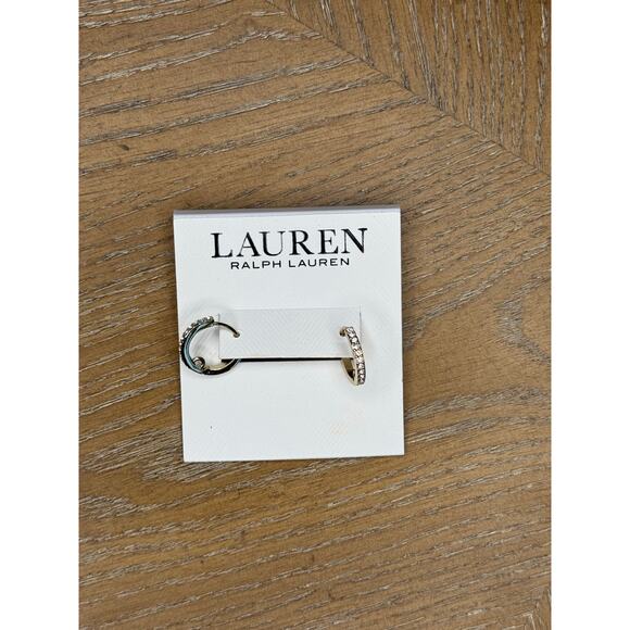 Ralph Lauren Jewelry - Lauren Ralph Lauren Gold Tone Pave Rhinestone Small Hoop Earrings NWT